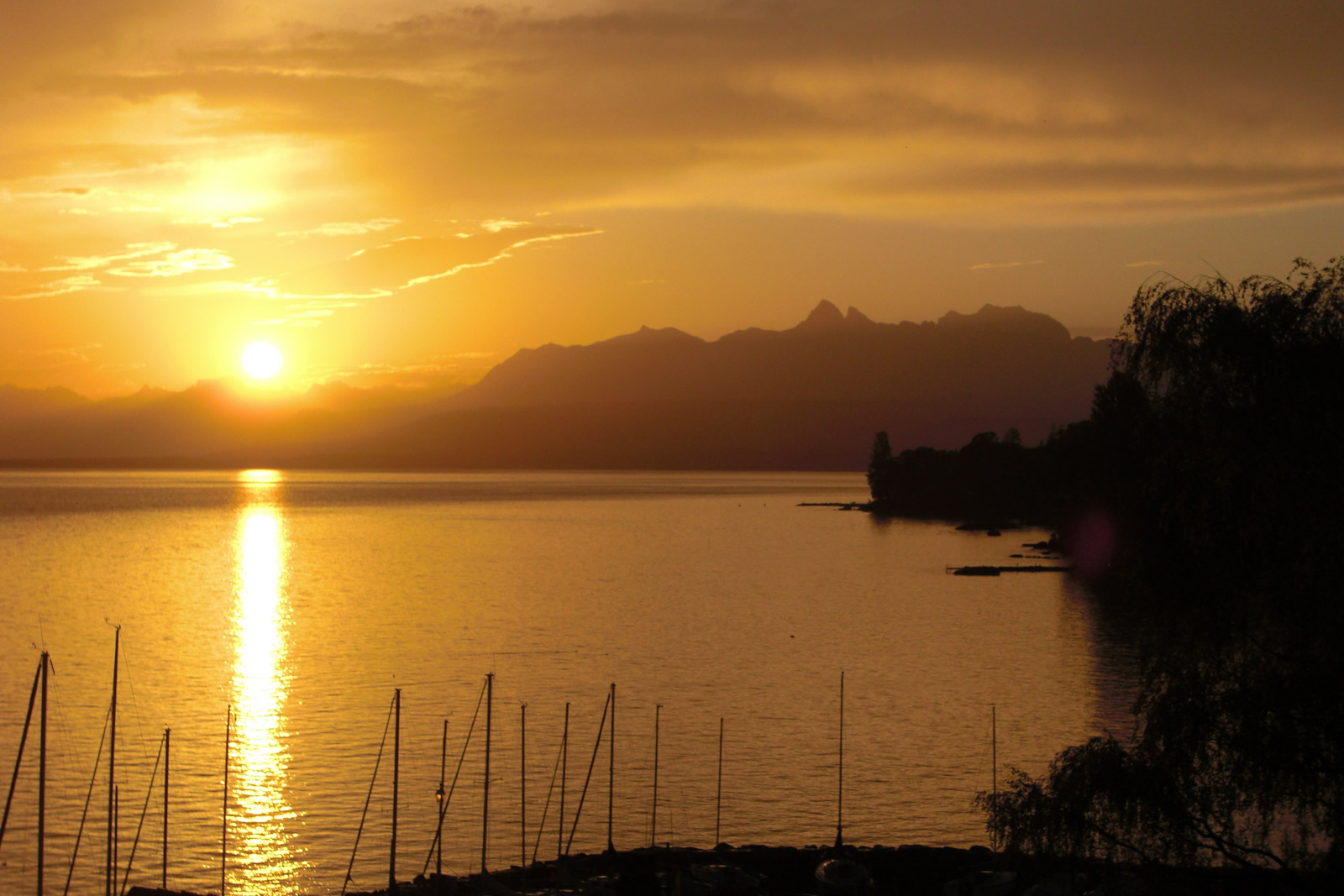Lake Geneva at sunrise.